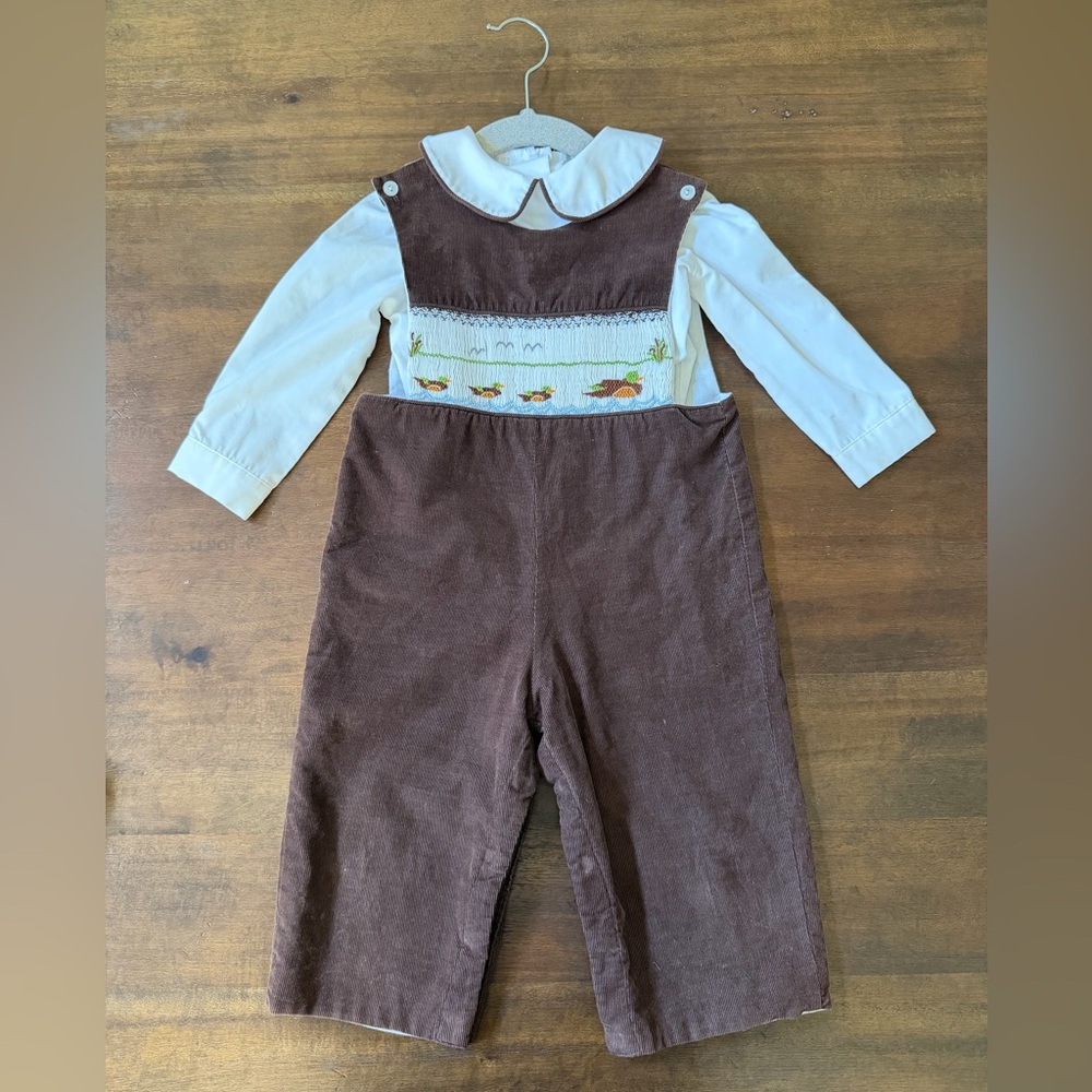 Mallard Smocked Overall-Style Jumpsuit with Matching Shirt (18 Months)